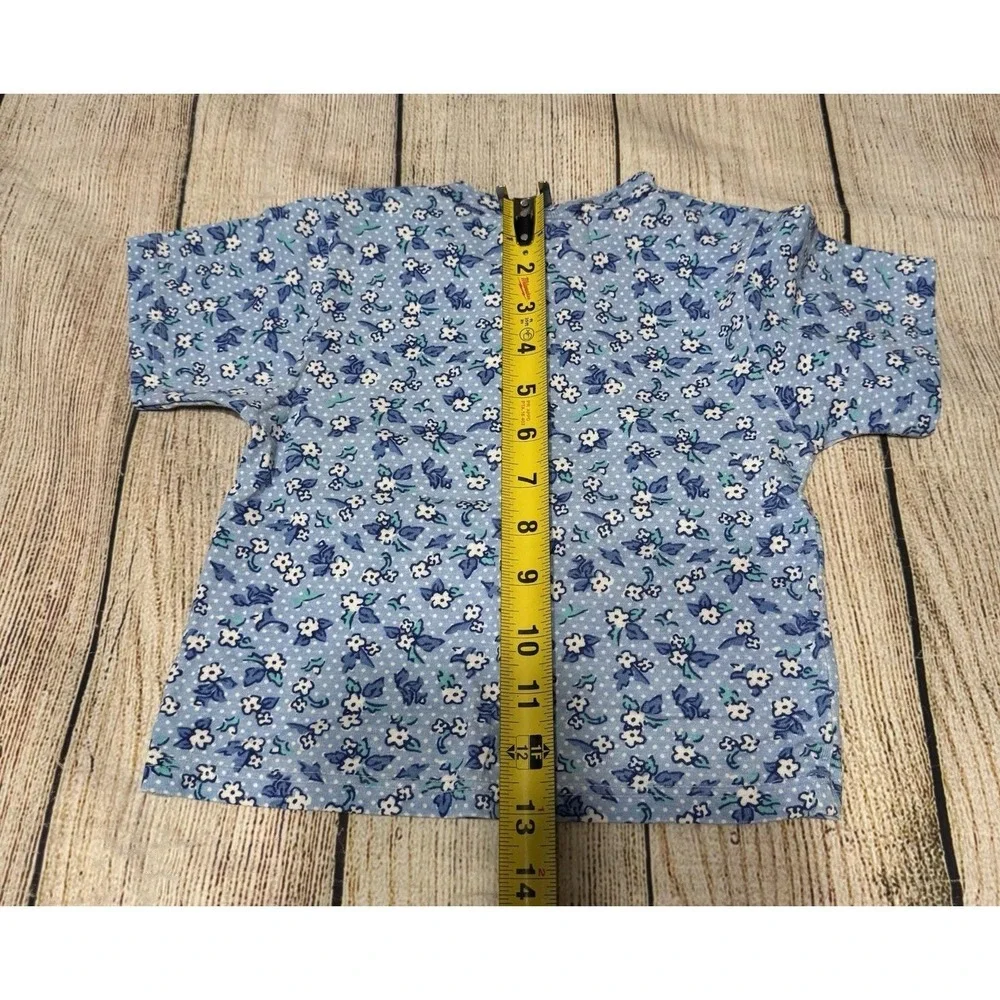 Vintage Snow White and the Seven Dwarfs Blue Floral Vibrant T-Shirt Sz 3T TubB8